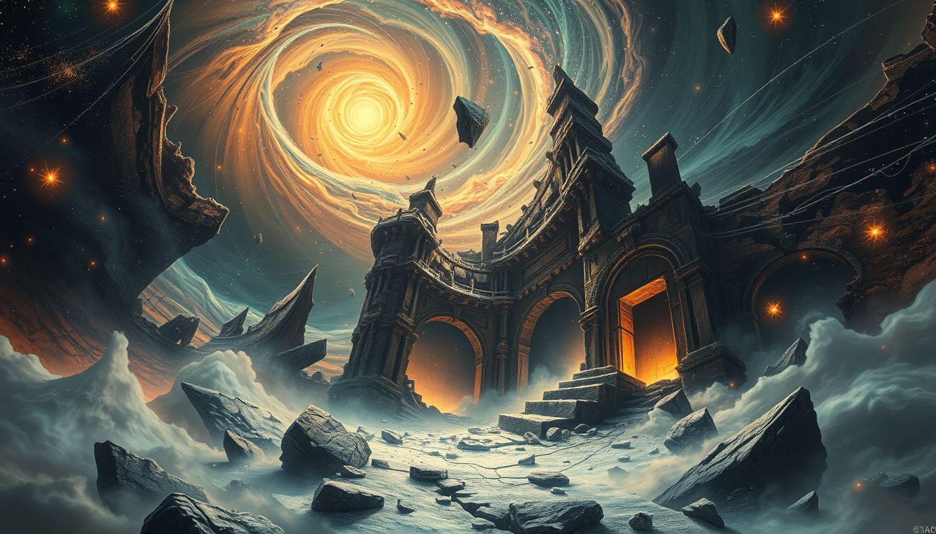 Ein einstürzender Weinkeller symbolisiert bevorstehenden Kontrollverlust und Wandel.