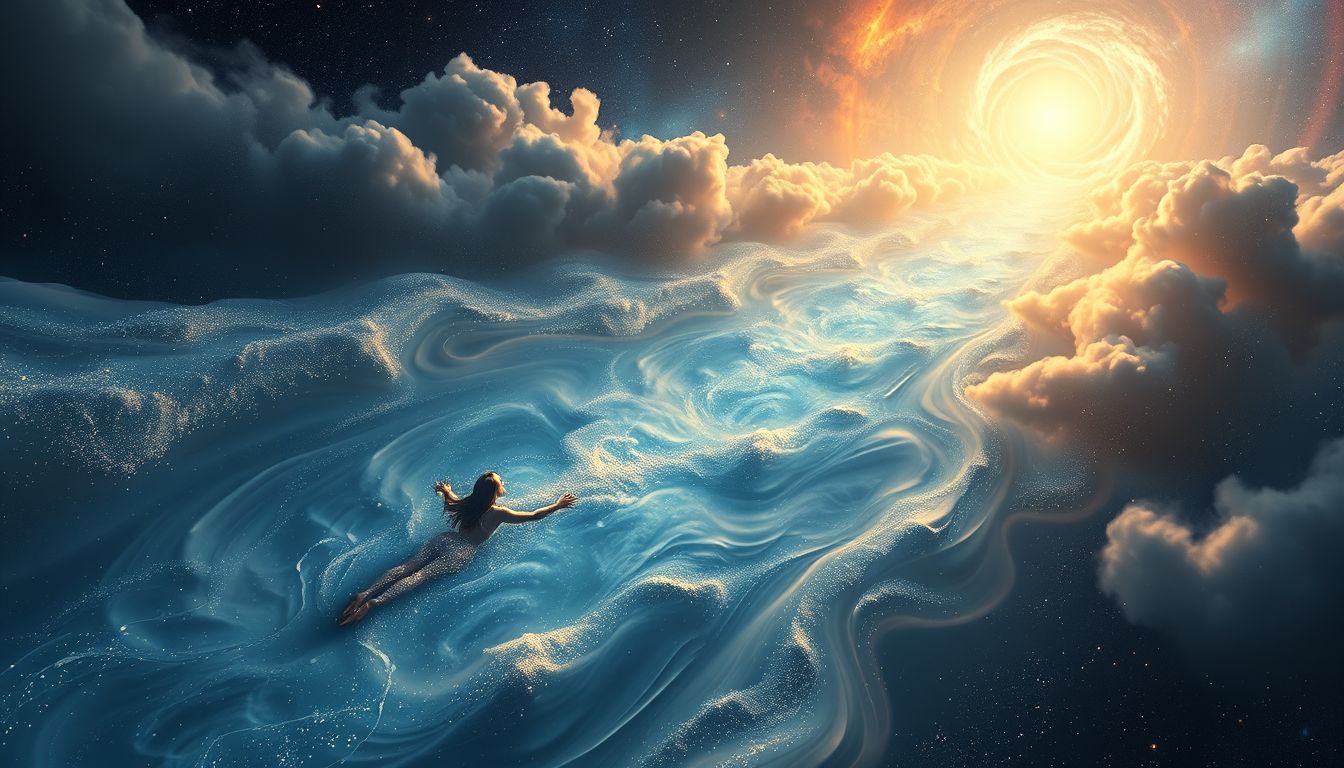 Schwimmen mit dem Strom symbolisiert Lebensfluss und innere Harmonie.