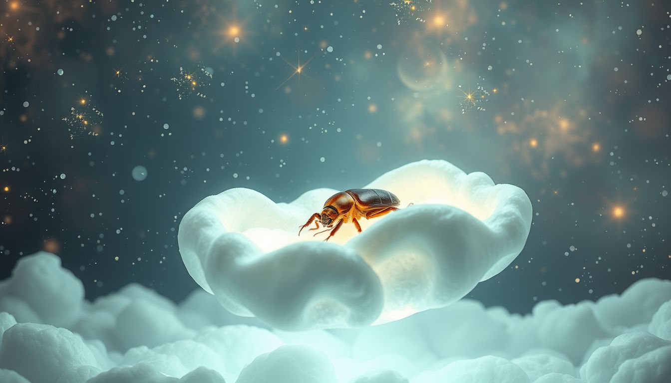 Einen Skarabäuskäfer im Bett zu finden symbolisiert verborgene Transformation.