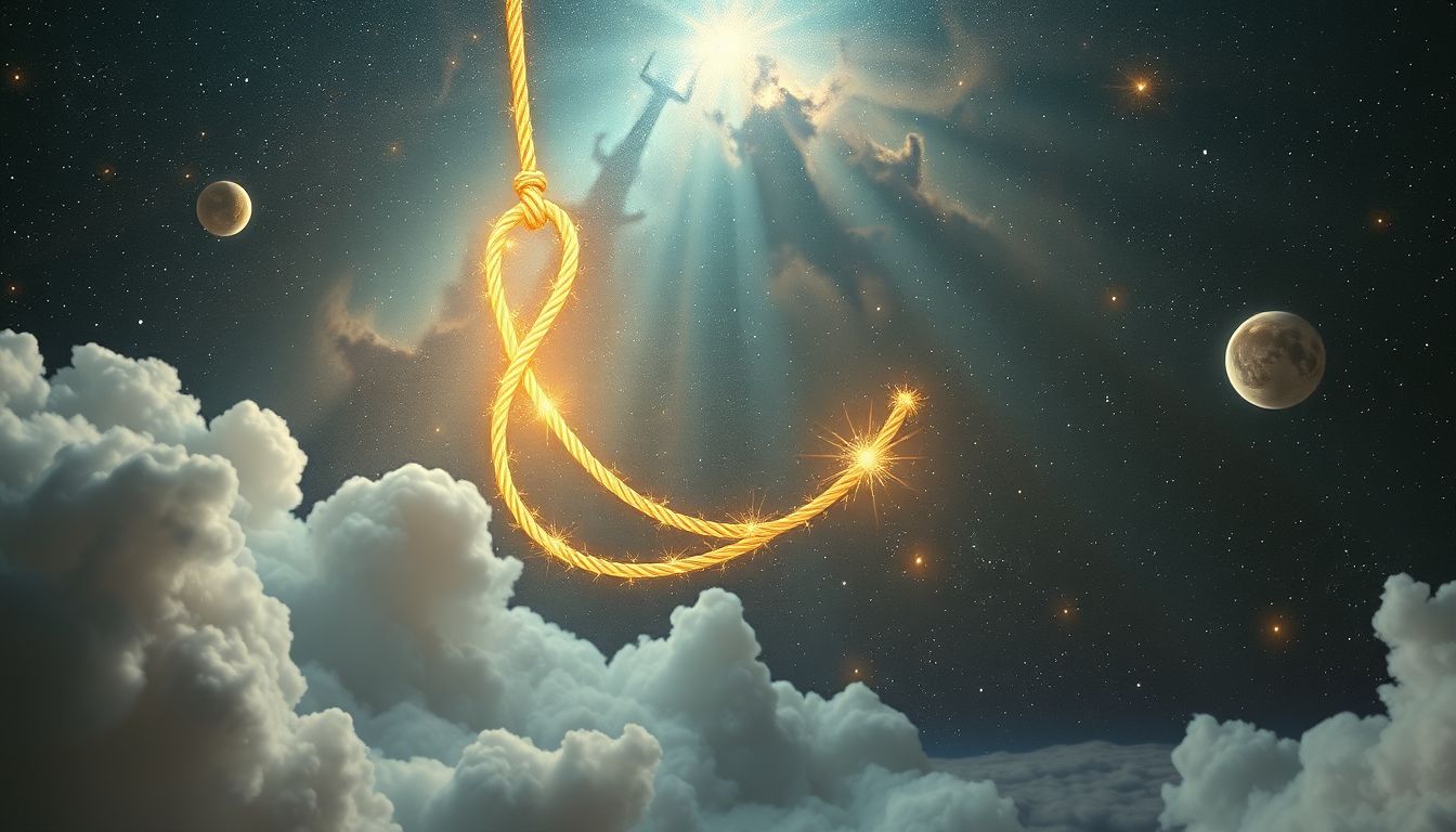 Ein Seil zugeworfen bekommen symbolisiert unerwartete Hilfe im Traum.