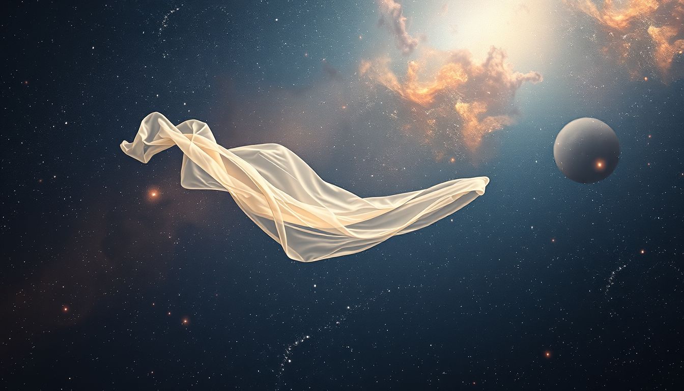 Ein Bahrtuch im Himmel symbolisiert Frieden und spirituelle Transformation.