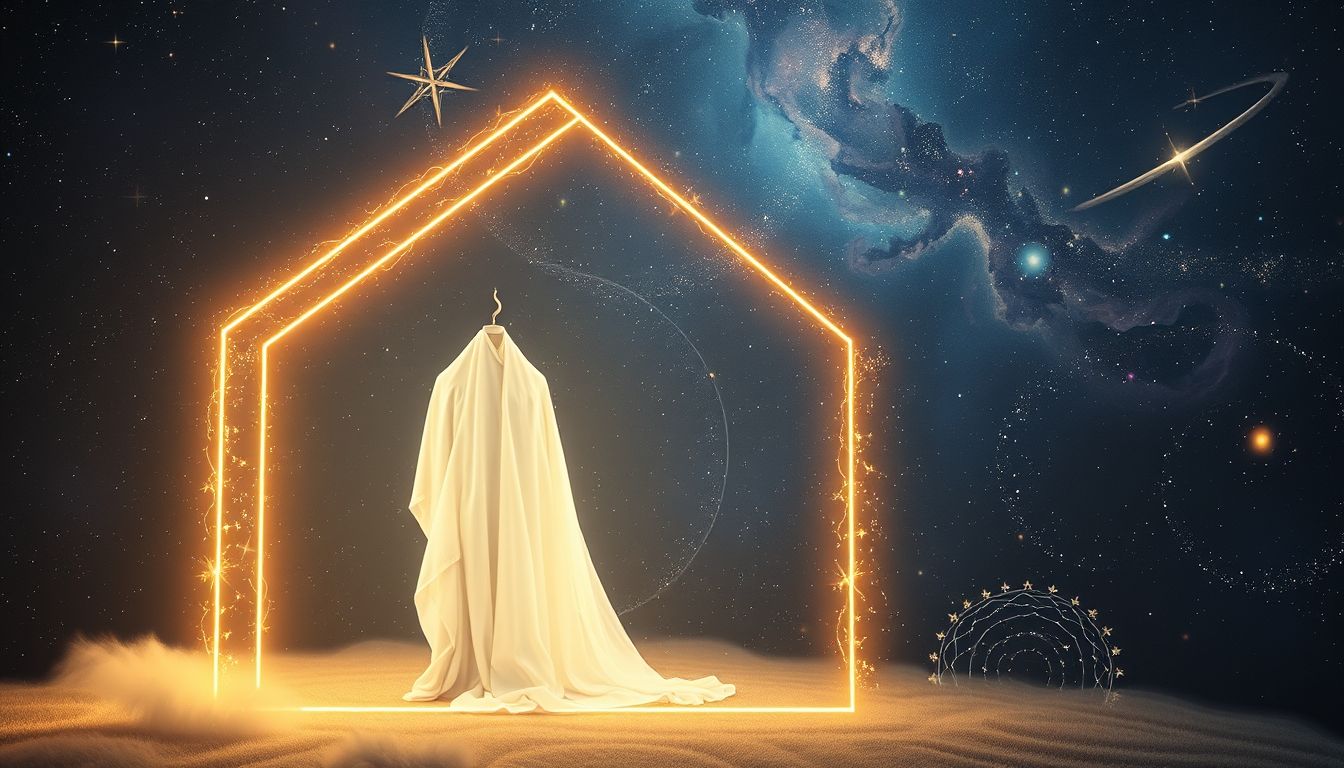 Ein Bahrtuch zuhause symbolisiert innere Transformation und Abschied.
