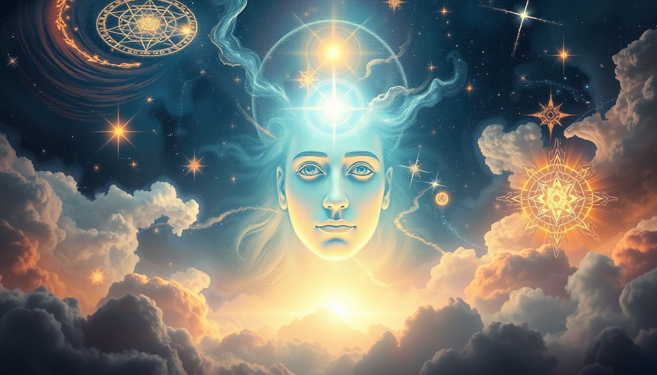 Das Gesicht eines spirituellen Führers symbolisiert innere Weisheit und Führung.