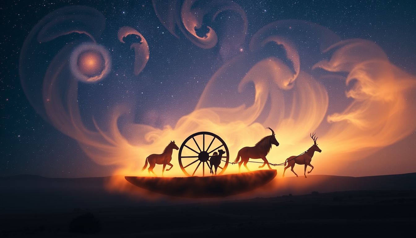 Das Wagenrad symbolisiert die Balance zwischen Instinkt und Kontrolle.