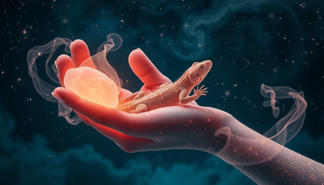Eine Eidechse fangen symbolisiert im Traum Kontrolle und innere Unterdrückung.