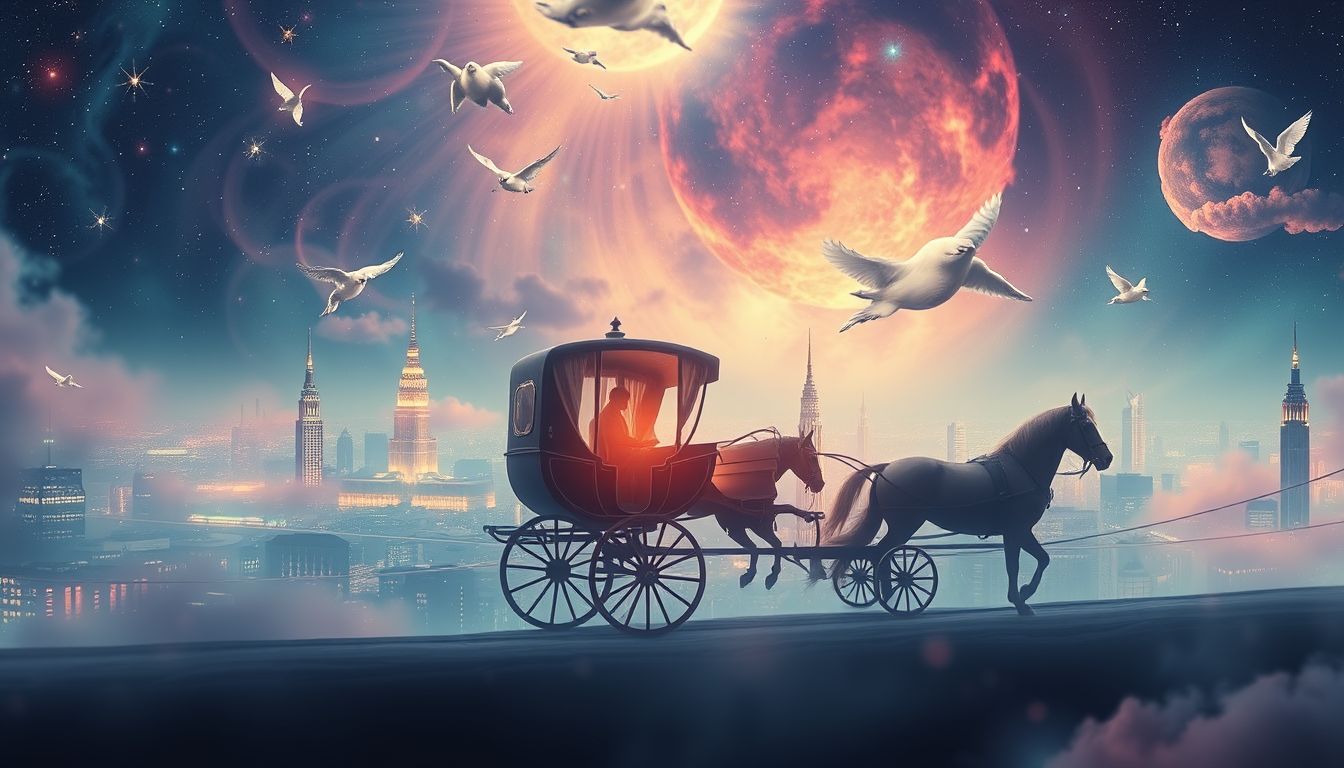 Eine Kutsche in der Stadt symbolisiert Veränderung und gesellschaftlichen Aufstieg.