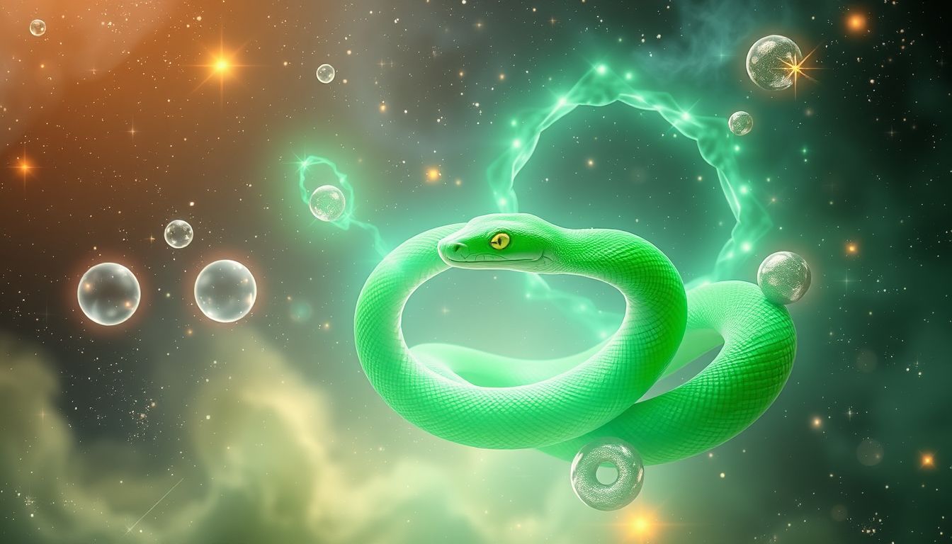 Die grüne Python symbolisiert Wachstum, Heilung und Neubeginn im Traum.