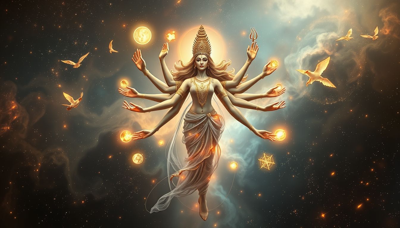 Kali symbolisiert Multitasking durch ihre vielen kräftigen Arme.