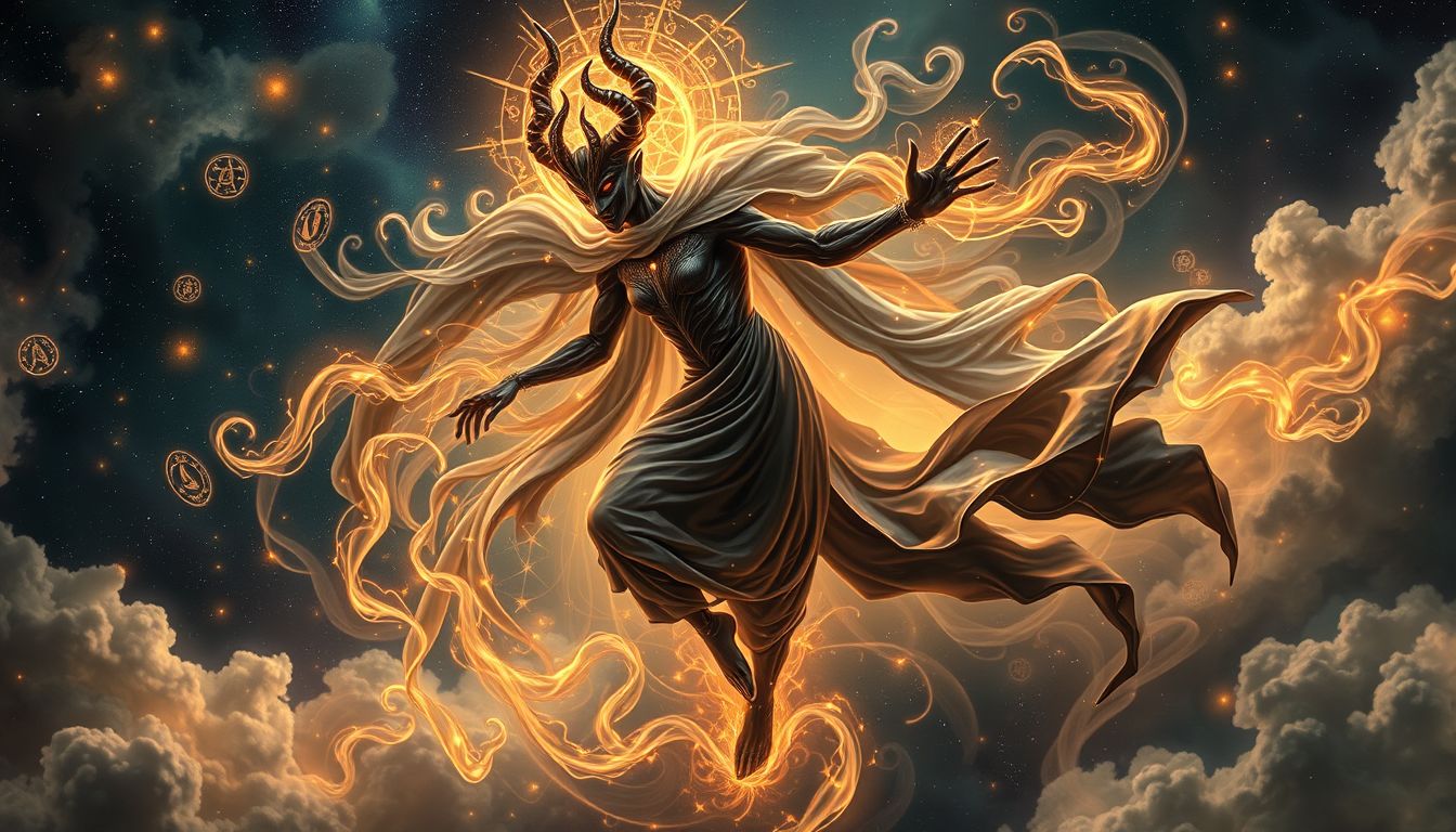 Mephisto tanzt symbolisiert Versuchung und innere Konflikte im Traum.
