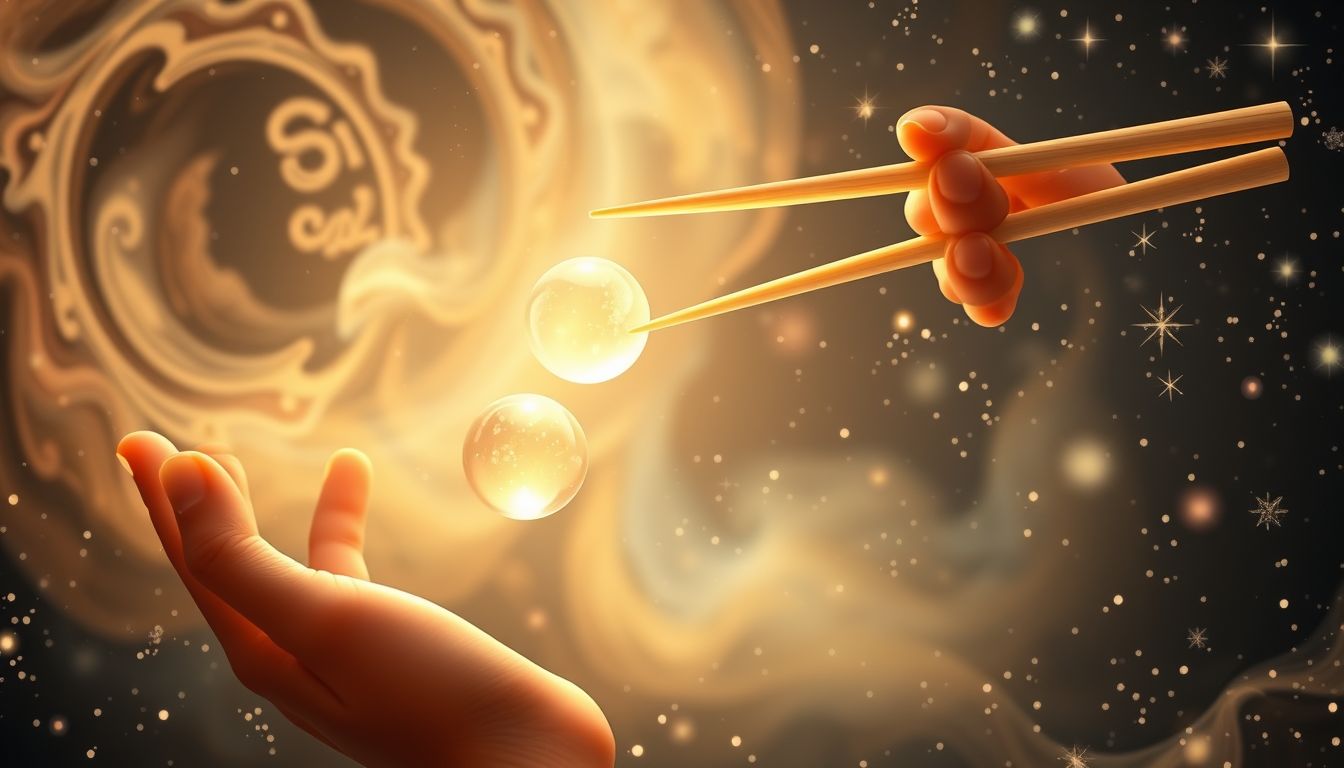 Mit Essstäbchen essen symbolisiert Harmonie und kultivierte Nahrungsaufnahme.