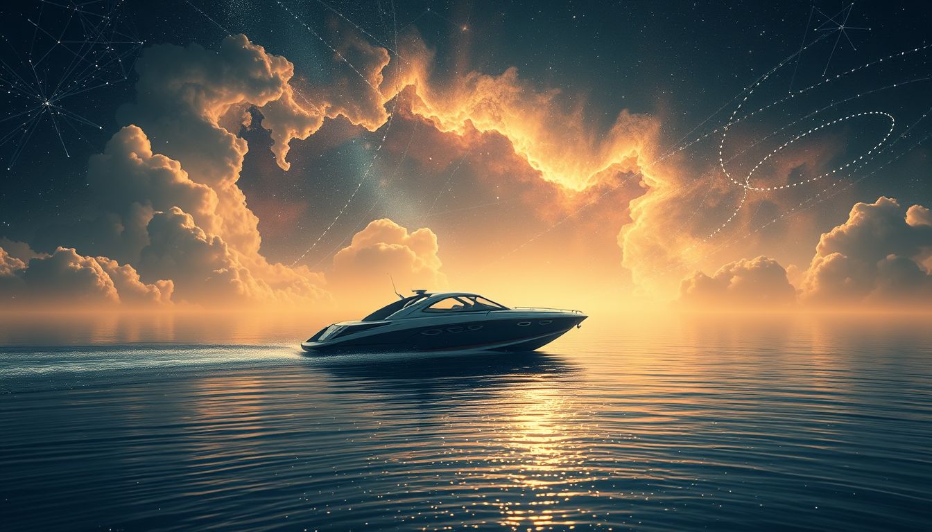 Ein Motorboot symbolisiert Freiheit und grenzenlosen Abenteuergeist auf See.
