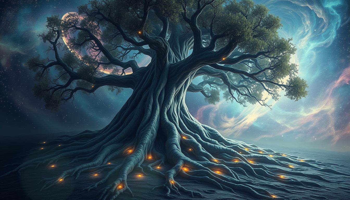 Das Rütteln am Baum symbolisiert Zweifel an eigenen Lebensgrundlagen.