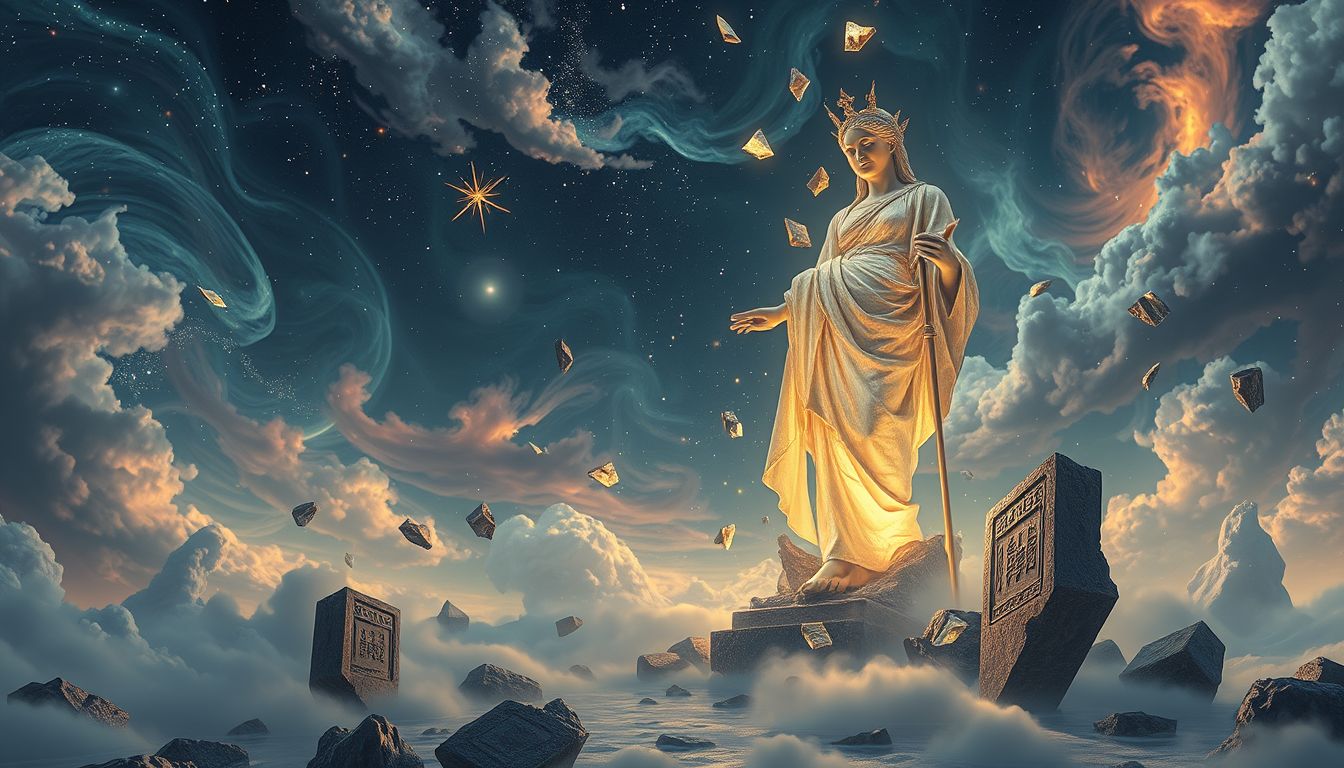 Das Rütteln an einer Statue symbolisiert das Infragestellen gesellschaftlicher Normen.