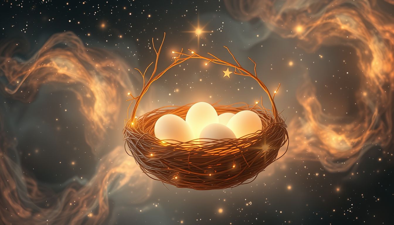 Ein Ei im Nest symbolisiert neue Chancen und kreative Anfänge.