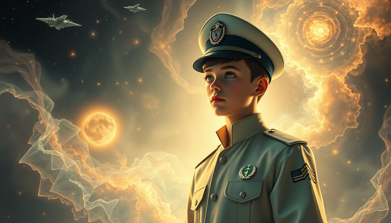 Ein Kadettenschüler, der Befehle erteilt, symbolisiert Führungsverantwortung.