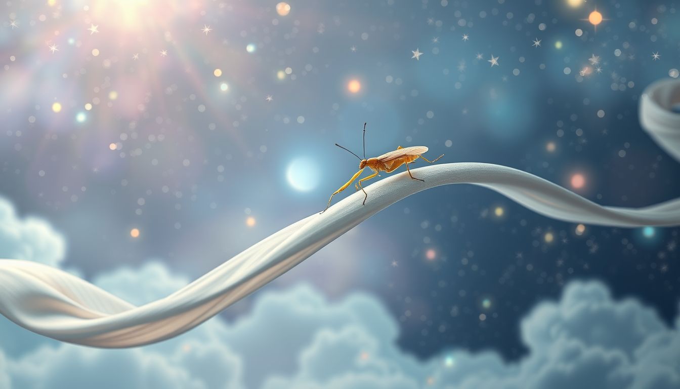 Eine Stabheuschrecke auf der Kleidung symbolisiert innere Veränderung.