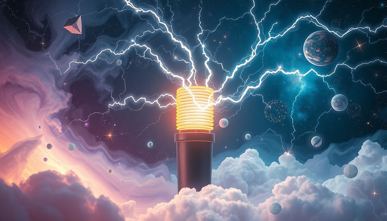 Ein Tesla-Transformator symbolisiert kreative Energie und spirituelle Erleuchtung.