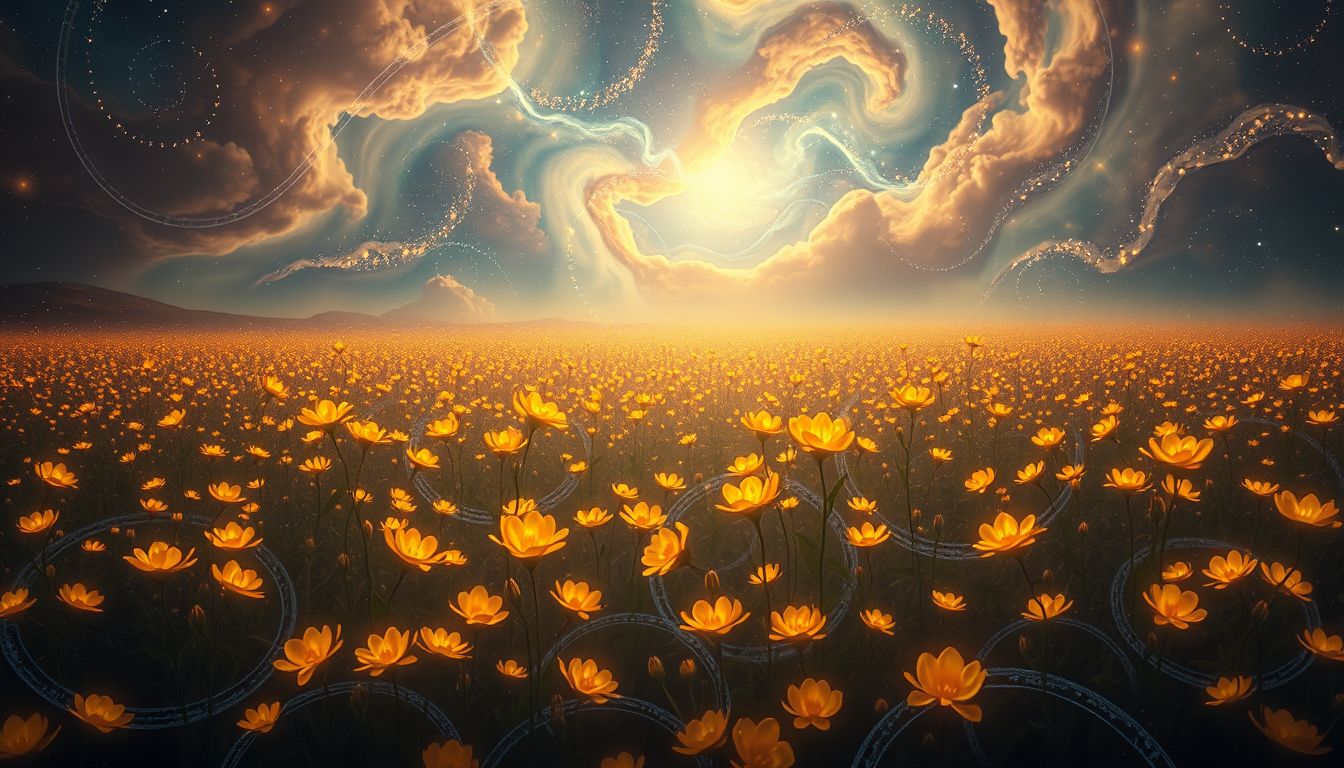 Ein Feld voller Dotterblumen symbolisiert Lebensfreude und Neubeginn.
