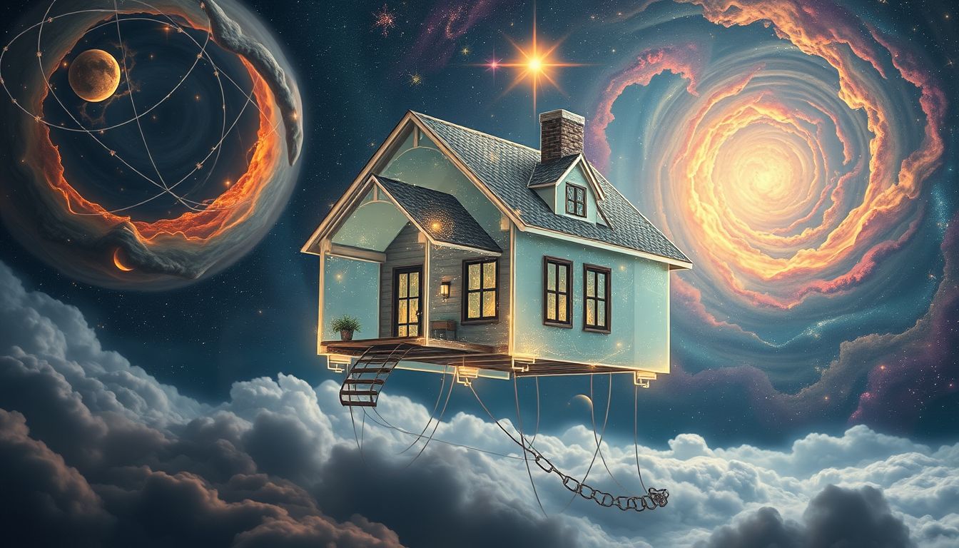 Ein Haus mit Bolzen symbolisiert innere Stabilität und Schutz.