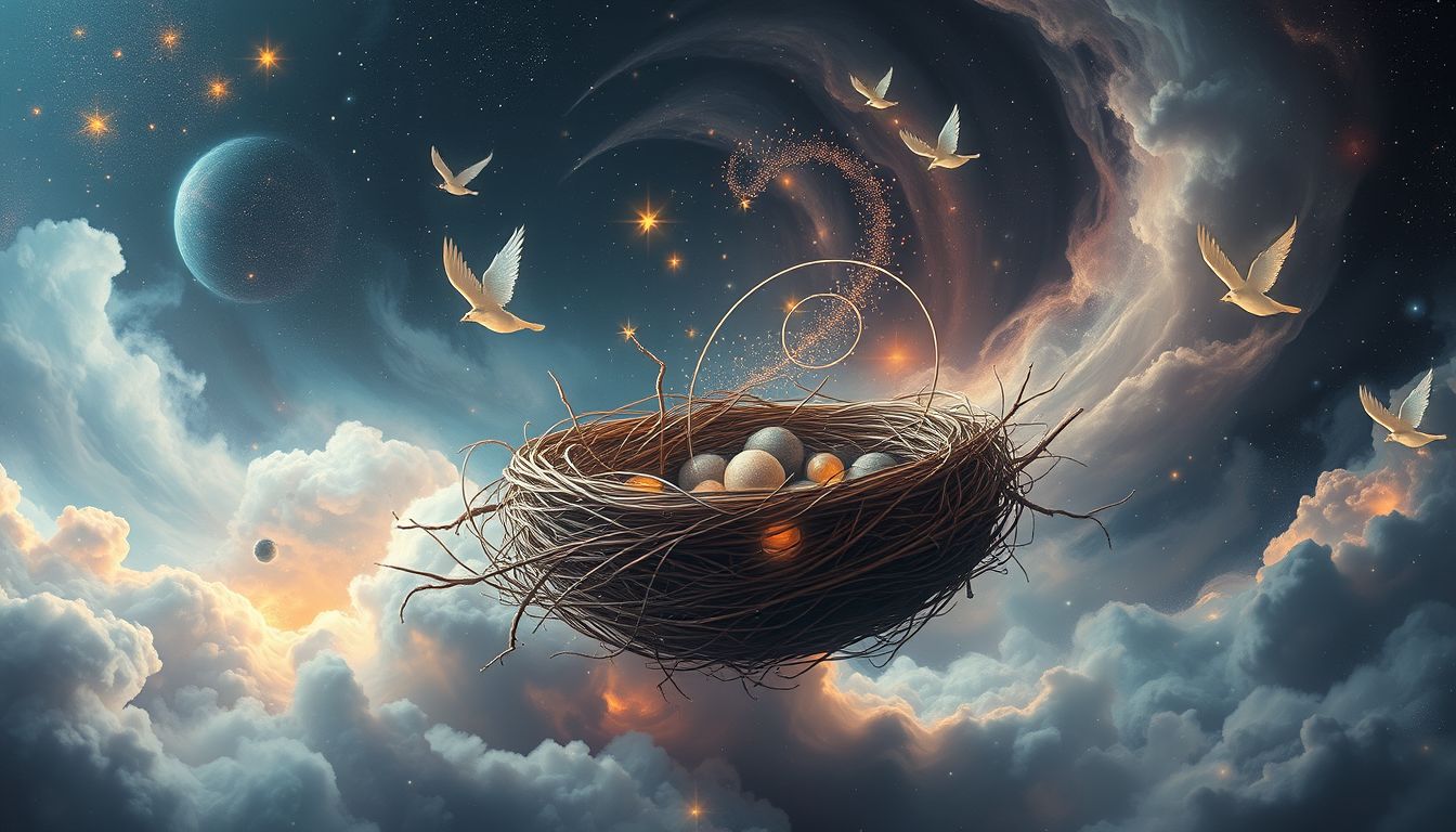 Ein zerstörtes Nest im Traum symbolisiert Verlust und Neuanfang.