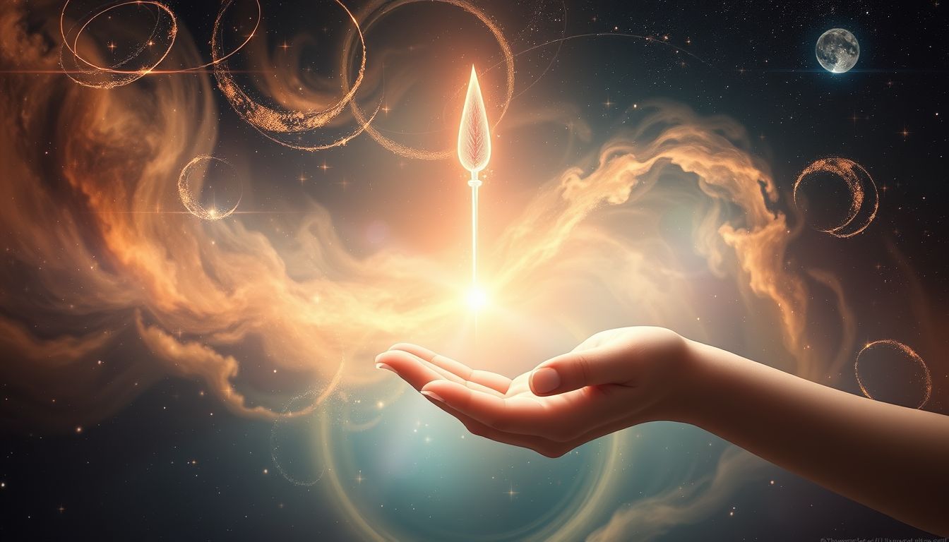 Ein Kind hält Ahle: Neuanfang durch kindliche Unschuld symbolisiert.