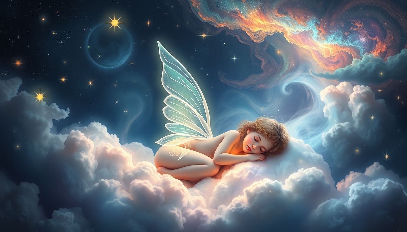 Eine schlafende Fee symbolisiert verborgene Wünsche und innere Ruhe.