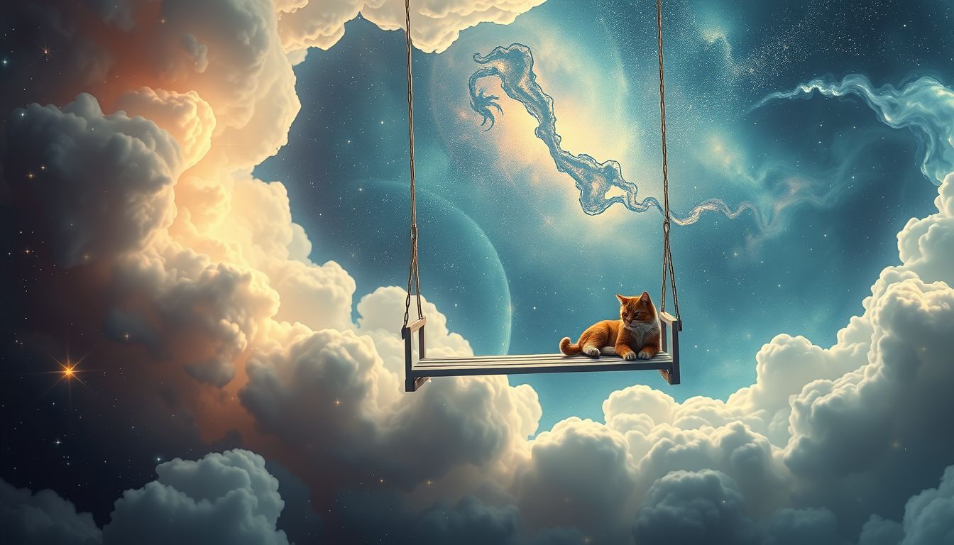 Eine Verandaschaukel mit Katze symbolisiert Geborgenheit und Ruhe im Traum.