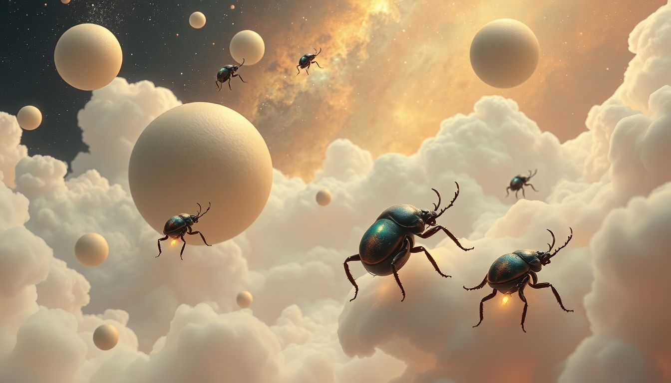 Mistkäfer in surrealen Träumen symbolisieren Transformation und innere Konflikte.
