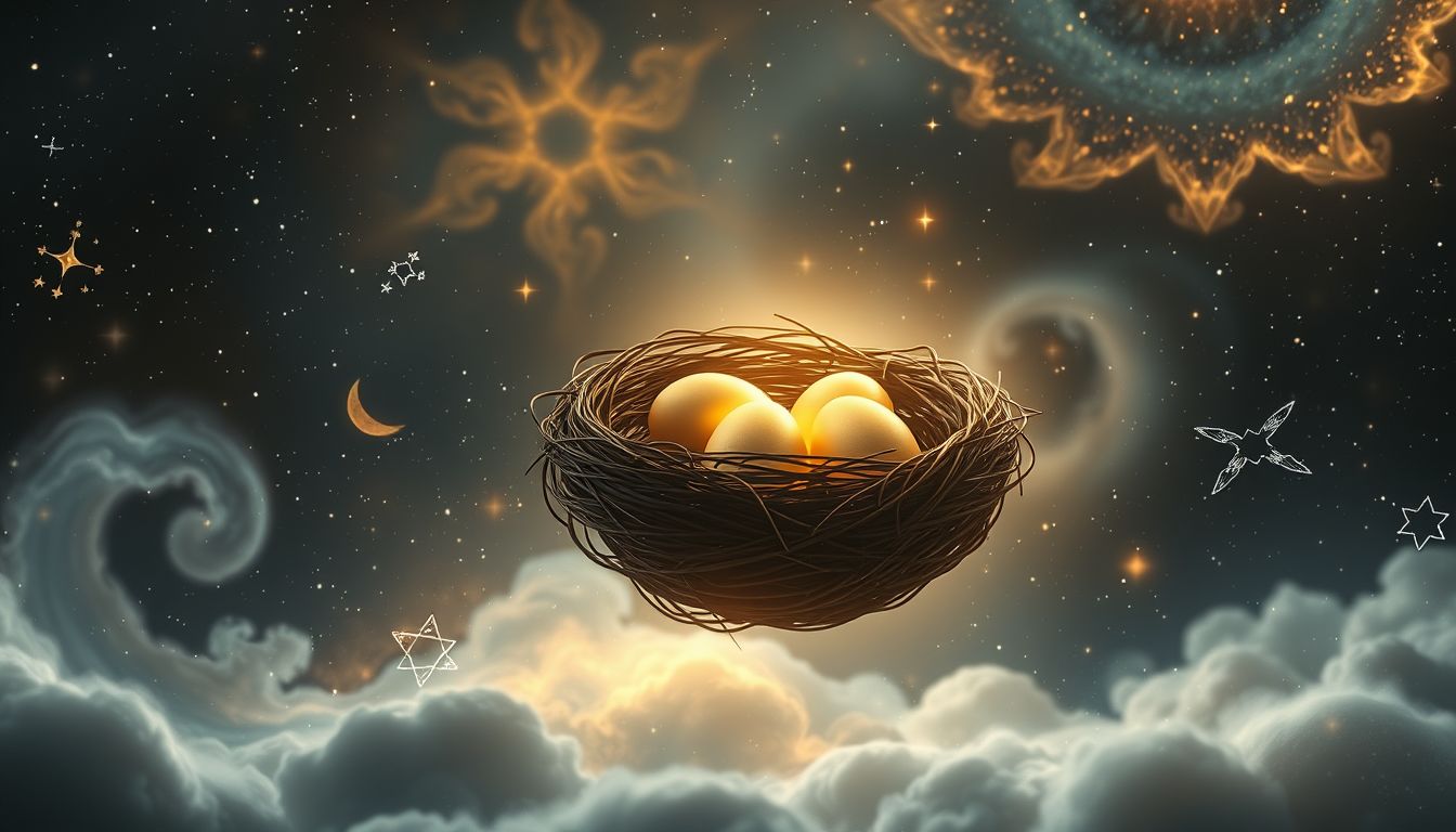 Ein Nest mit goldenen Eiern symbolisiert Wohlstand und einzigartige Chancen.