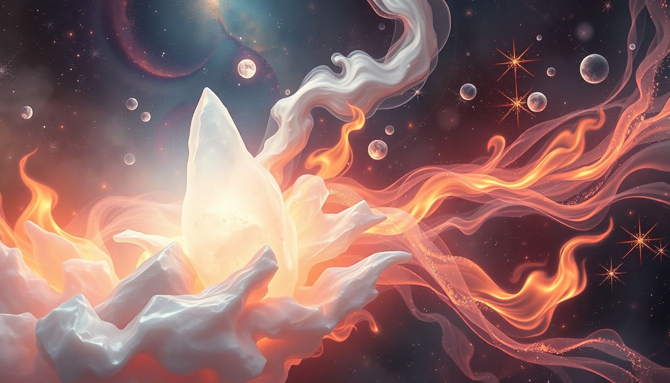 Feuer im Traum mit Alabaster symbolisiert innere Reinigung und Transformation.