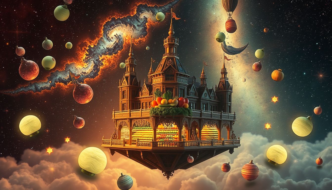 Ein Schloss-Gemüseladen symbolisiert Wohlstand und innere Sicherheit.