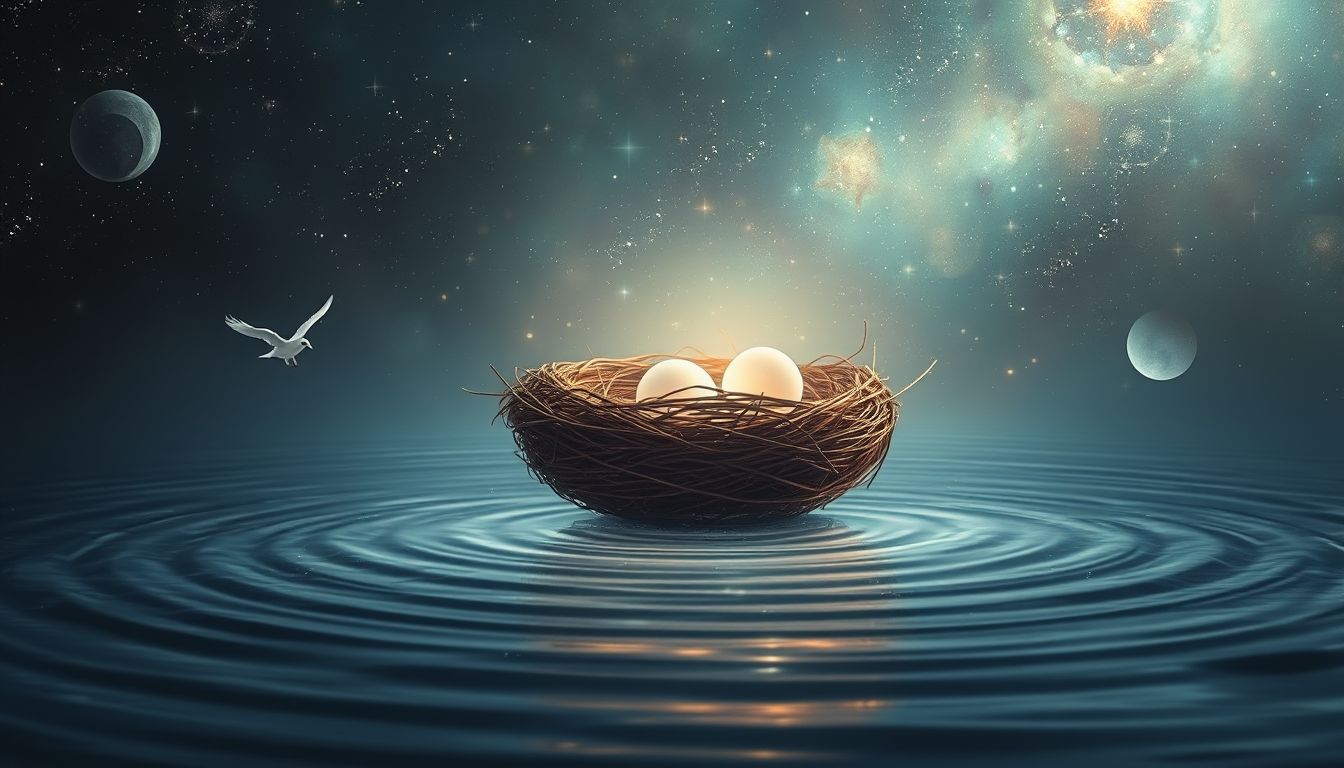 Ein Nest im Wasser symbolisiert emotionale Sicherheit und Neubeginn.