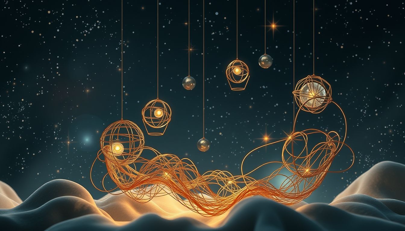 Traum 30 symbolisiert kreative Verschmelzung durch Messingdrahtstrukturen.