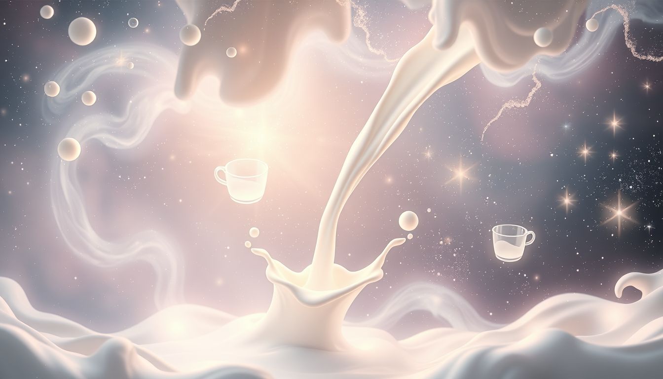 Milch trinken in der Meierei symbolisiert innere Reinheit und Nahrung.