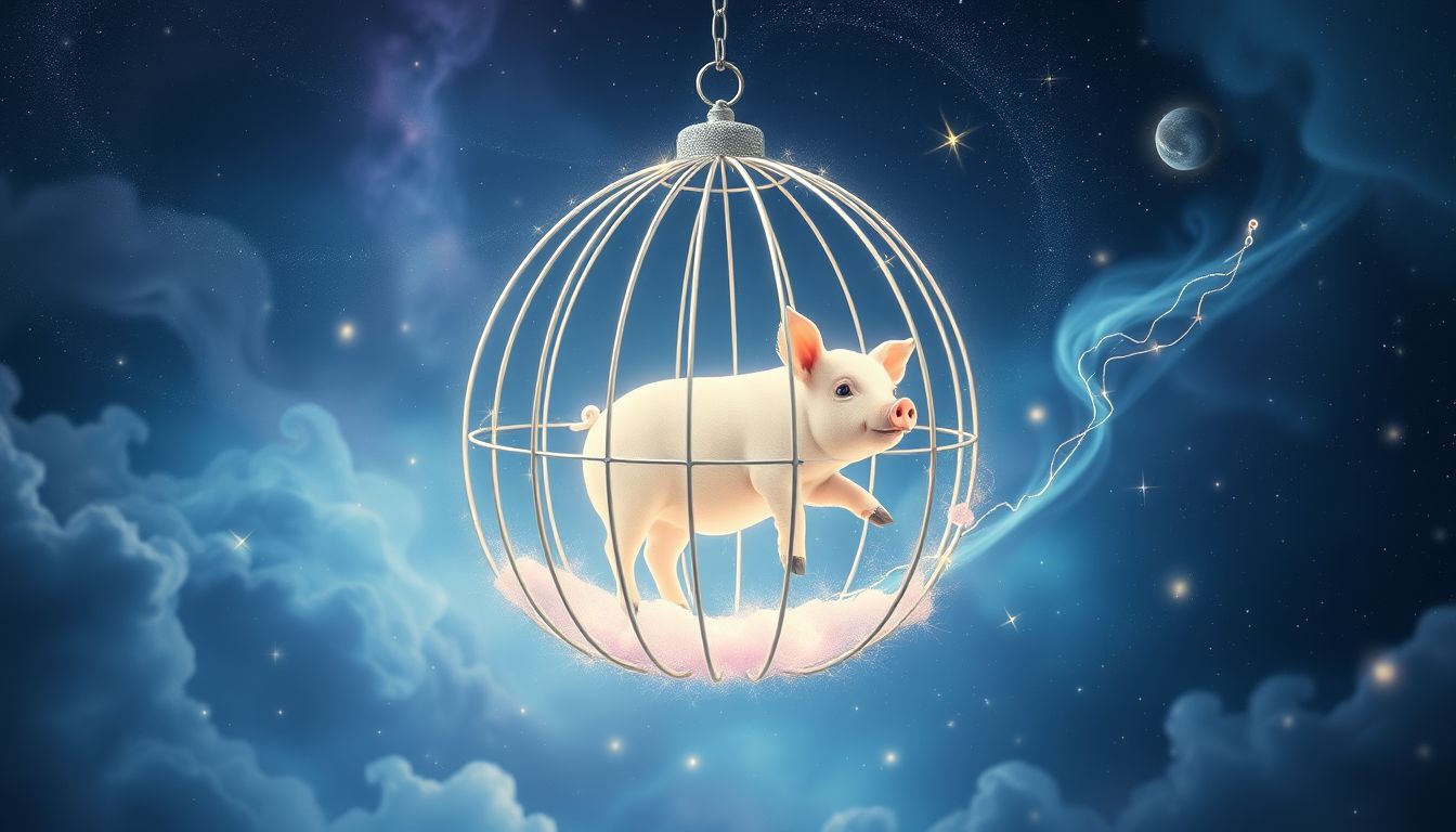 Ein eingesperrtes Schwein symbolisiert unterdrückte eigene Impulse.