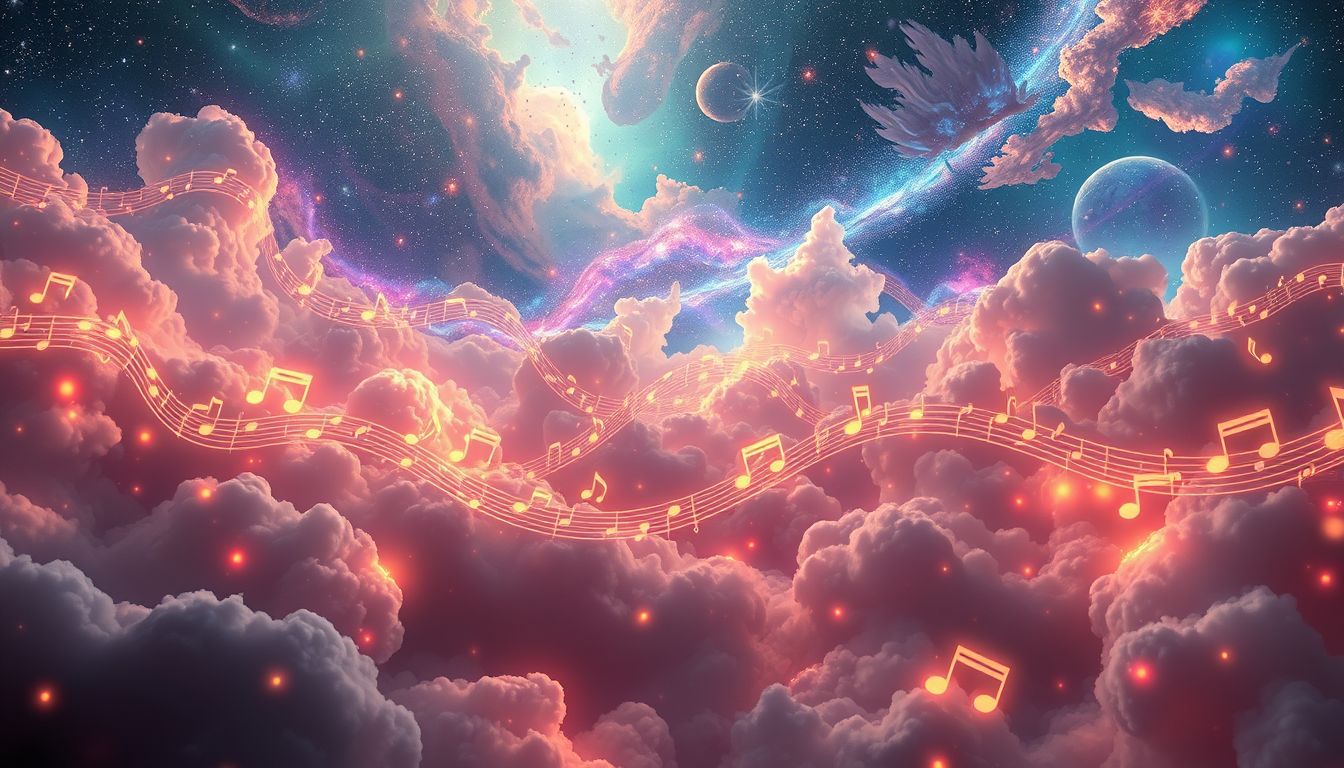Traum 7 symbolisiert endlose kreative Inspiration durch unklare Melodien.