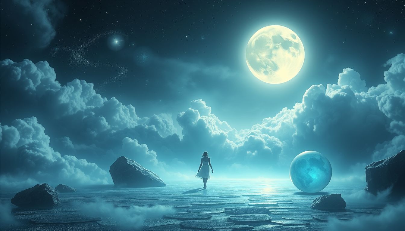 Wandern im Mondlicht symbolisiert innere Ruhe und spirituelle Erneuerung.