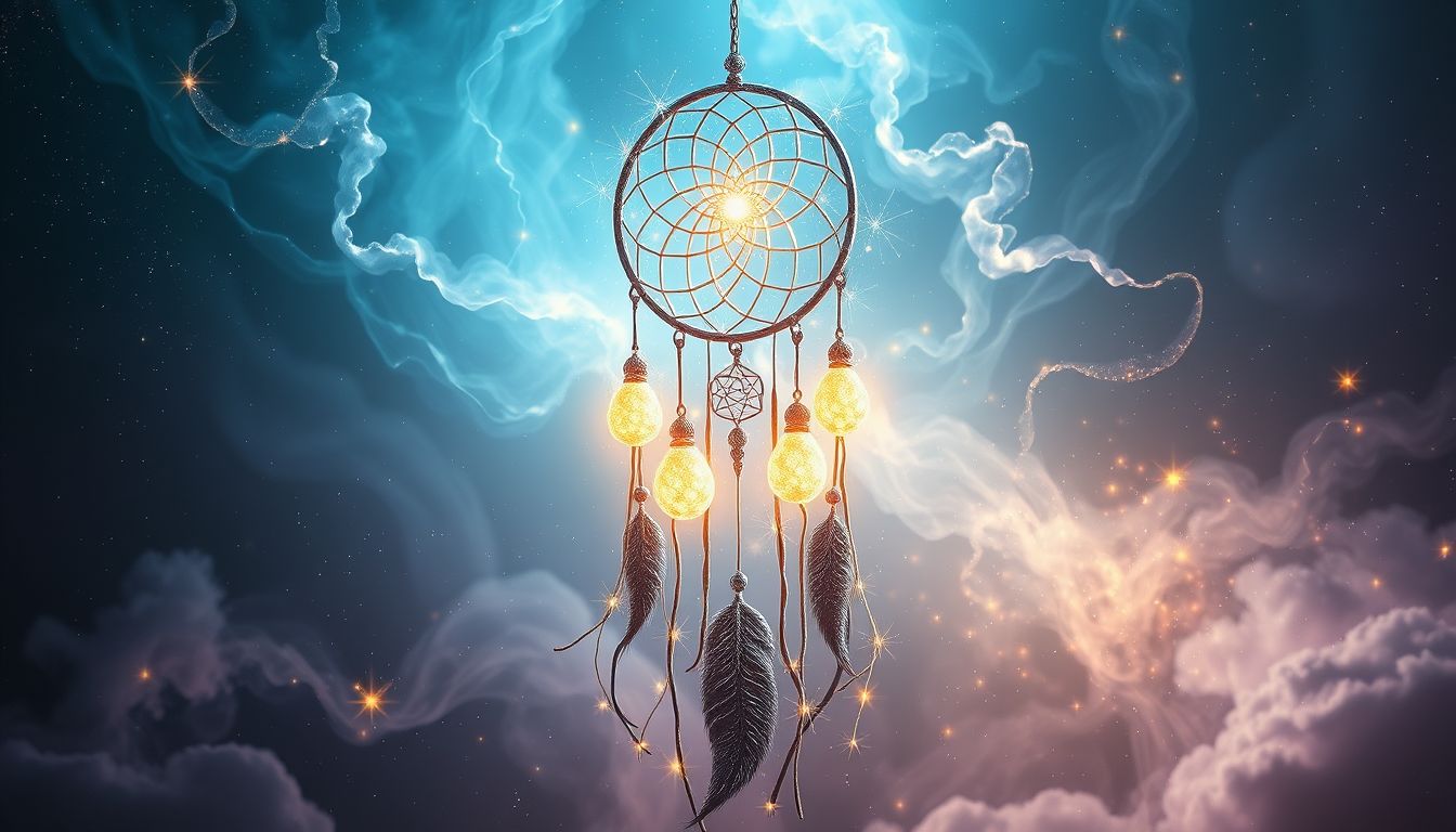 Ein Traumfänger mit Chinin symbolisiert Schutz vor schlechten Energien.