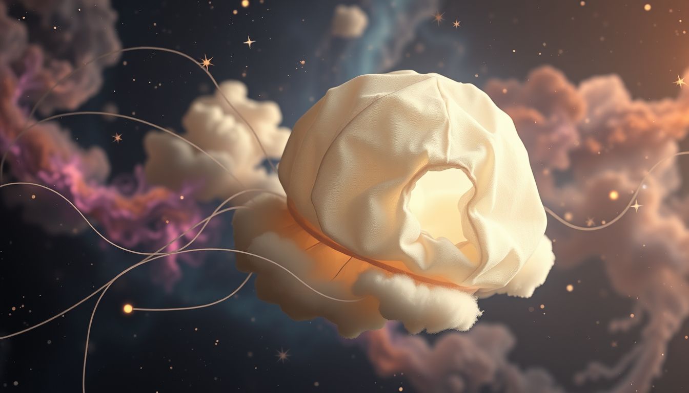 Ein Loch in der Baumwollmütze symbolisiert verletzliche Gedanken und Zweifel.