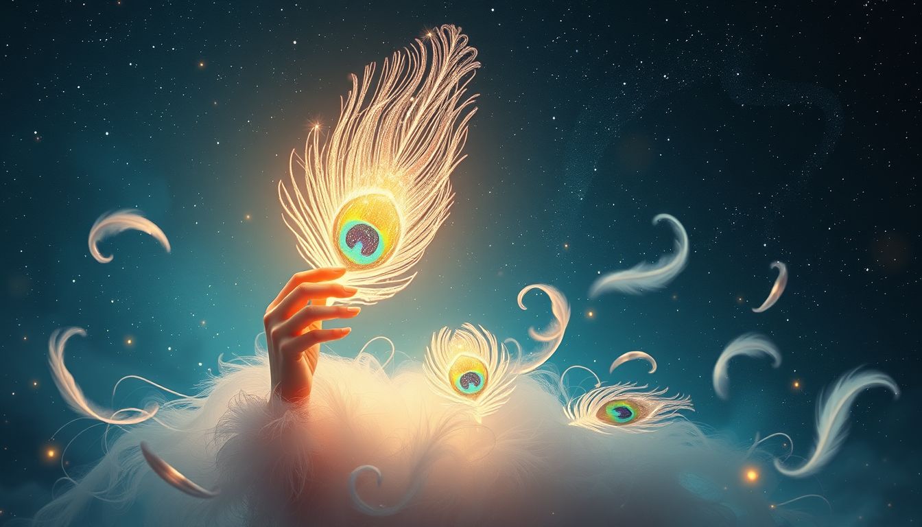 Der Traum, eine Pfauenfeder zu essen, symbolisiert innere Transformation.