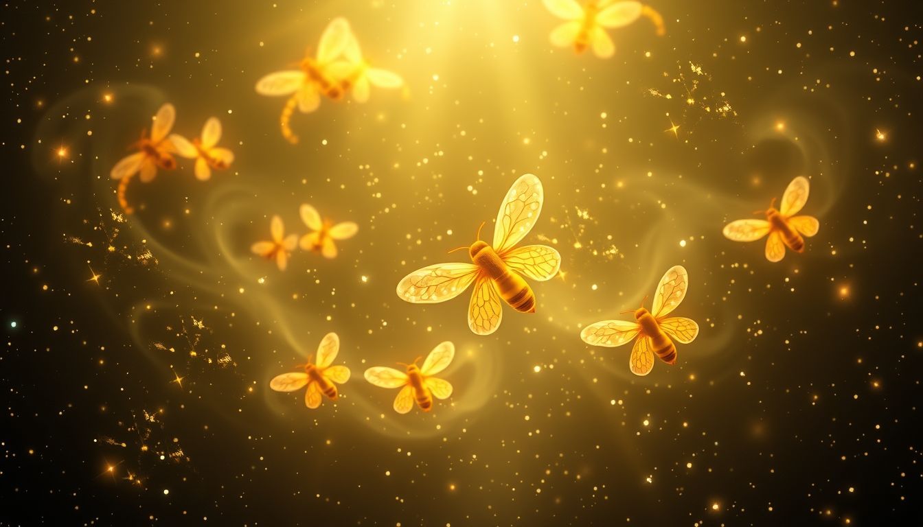 Das Fliegen von Bienen im Traum symbolisiert Produktivität und Zusammenhalt.