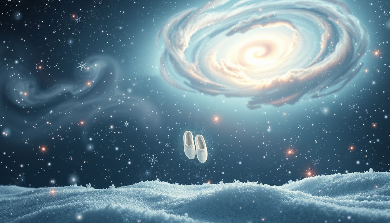 Schlappen im Schnee symbolisieren oft Unsicherheit auf dem Lebensweg.