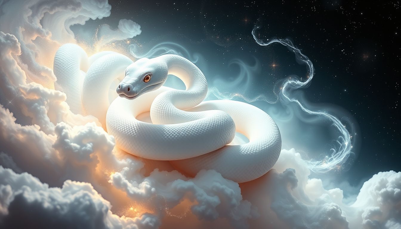 Die weiße Python symbolisiert spirituelle Reinheit und Neuanfang im Traum.