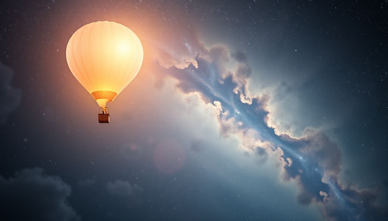 Ein verschwindender Ballon symbolisiert unerfüllte Hoffnungen und Freiheit.