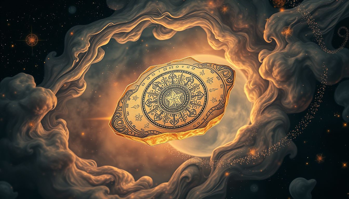 Ein allegorischer Kupferstich symbolisiert tiefgründige innere Offenbarungen im Traum.