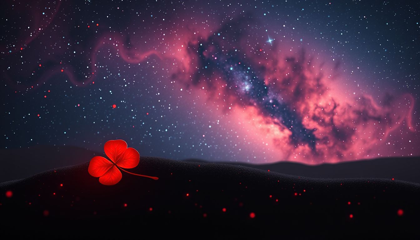 Der rote Klee im Schatten symbolisiert verborgene Chancen und Hoffnung.