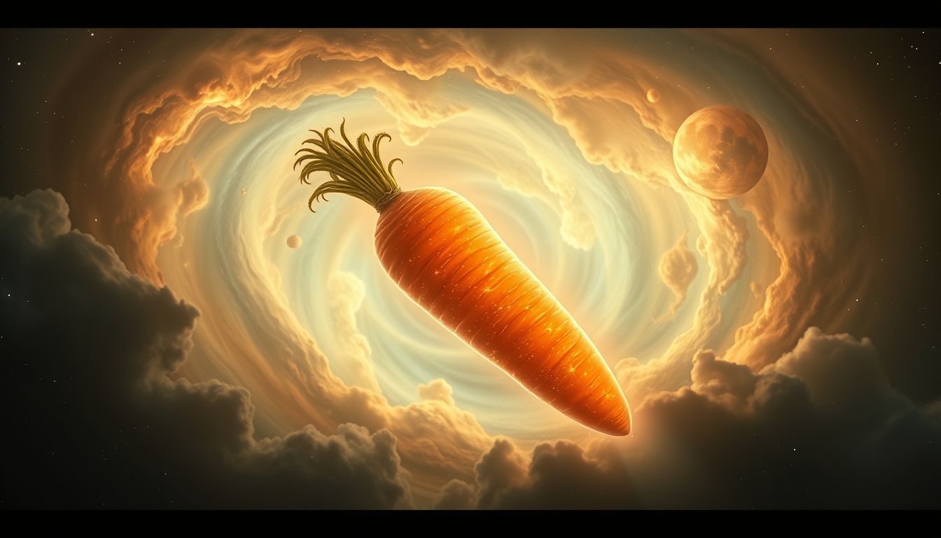 Eine riesige Mohrrübe symbolisiert unerwarteten Erfolg und Wachstum im Traum.