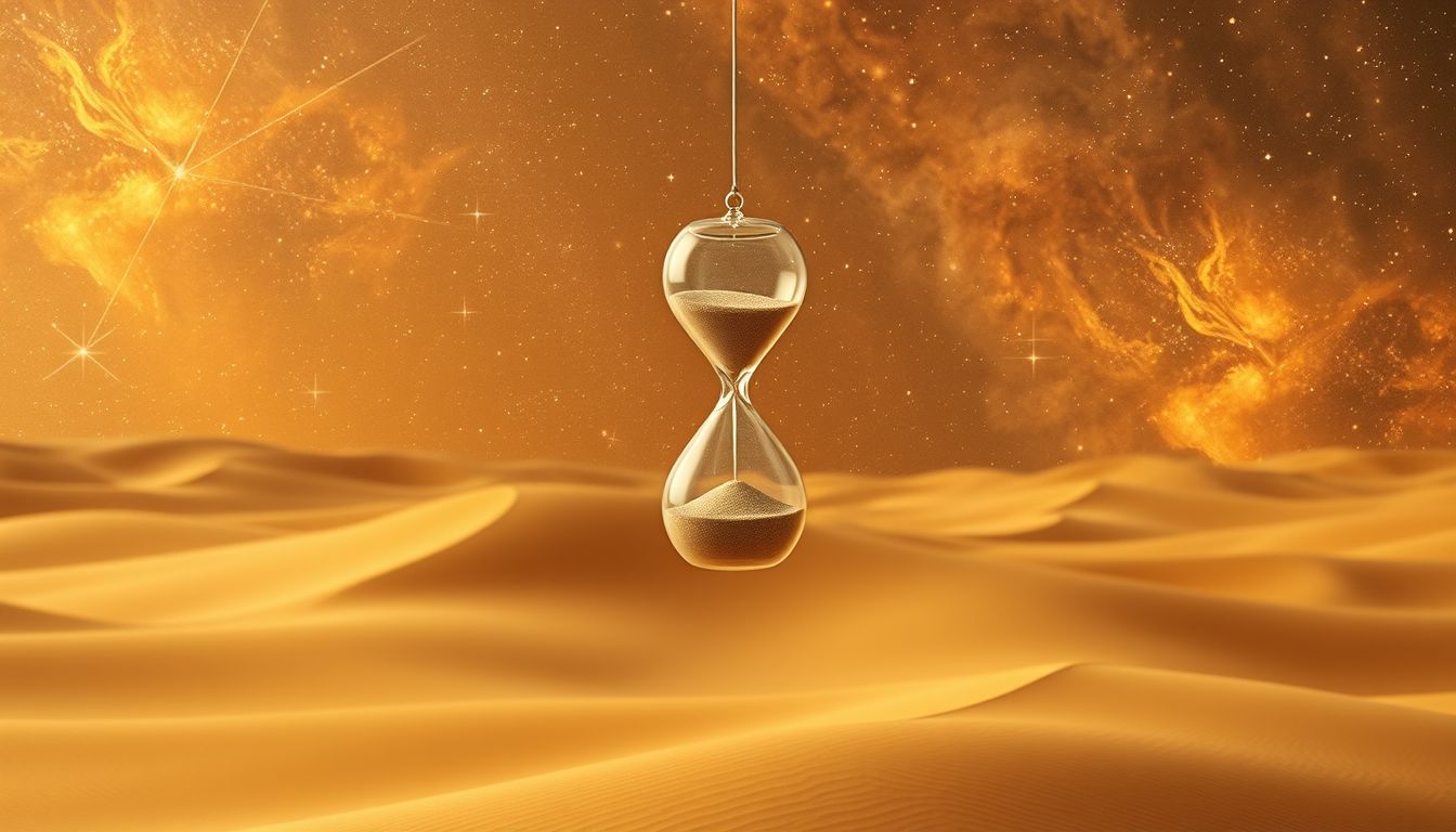Eine Sanduhr symbolisiert Zeitfluss und die Kostbarkeit des Moments.