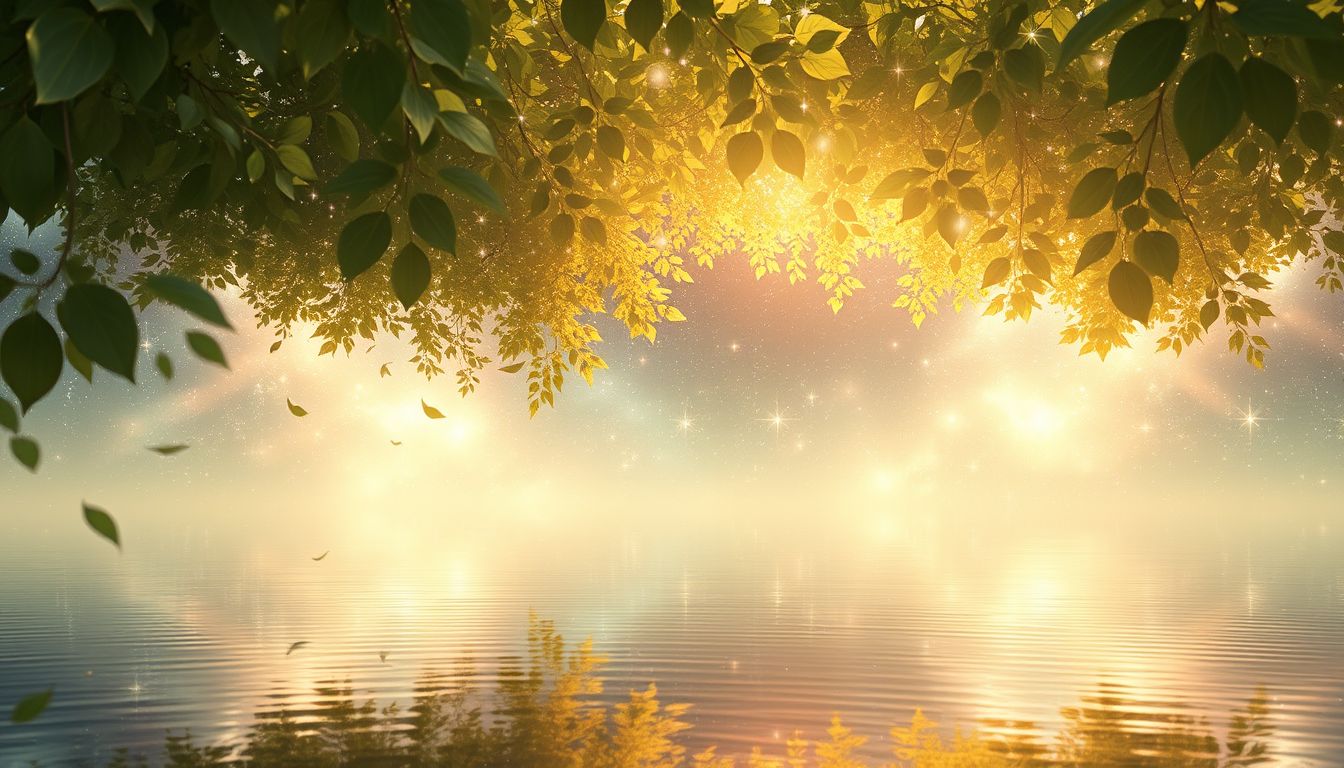 Ein Laubdach über Wasser symbolisiert Schutz und emotionale Harmonie.