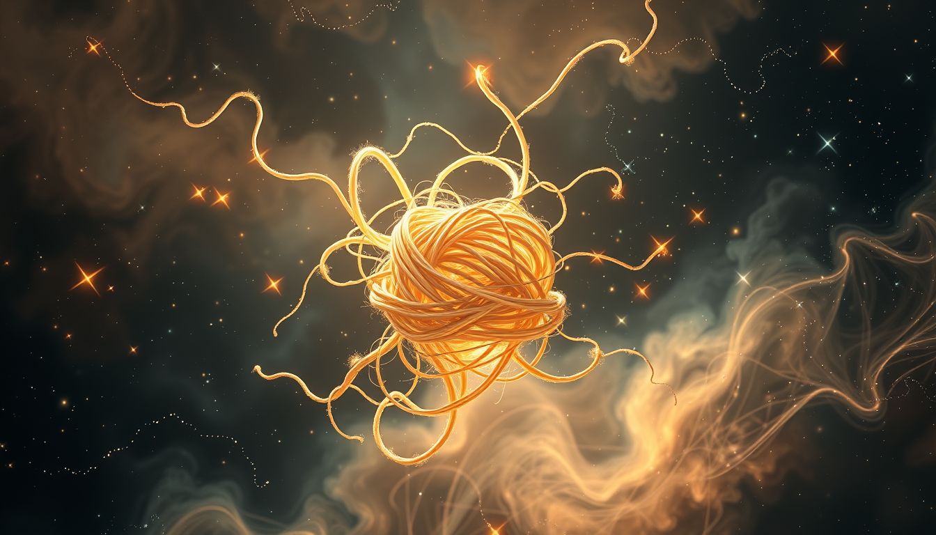 Ein Zwirnknäuel im Traum symbolisiert innere Verwirrung und Komplexität.